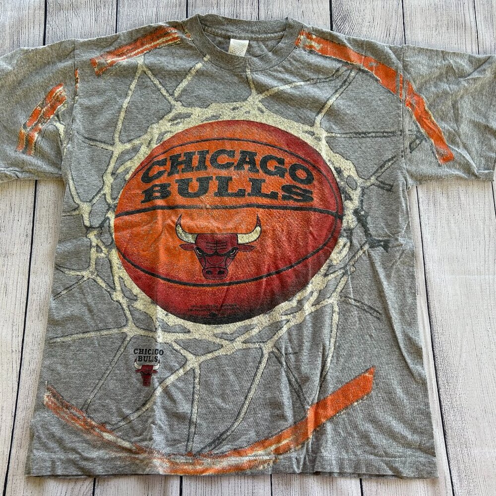 vintage Chicago Bulls single stitch graphic basketball net t-shirt size L